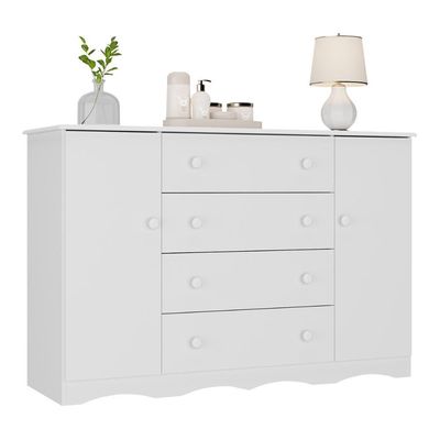 Cômoda Infantil 125cm 2 Portas E 4 Gavetas Realeza Multimóveis Mp4455 Branco Branco