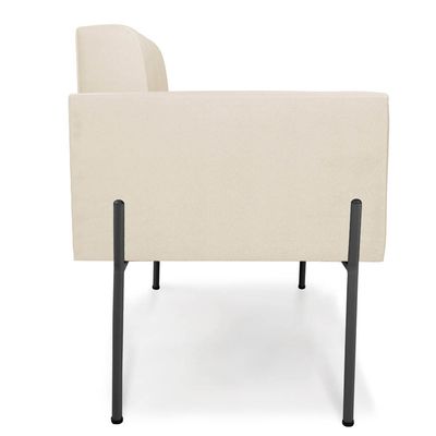 Poltrona Sala Decorativa Elisa Pé de Aço Lateral Preto Sintético PU Bege D03 - D'Rossi
