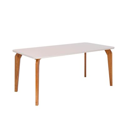 Conjunto de Mesa Retangular com Tampo de Vidro Off White Papaia e 6 Cadeiras Palmas Revestimento Sintético Marrom e Cinamomo