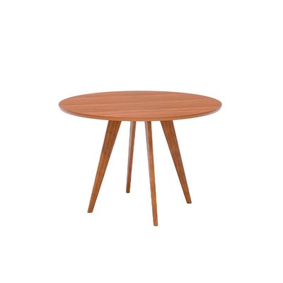 Conjunto de Mesa Redonda com Tampo MDF Acerola e 4 Cadeiras Sabiá Linho Bege e Cinamomo
