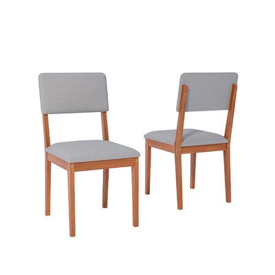 Conjunto de Mesa Redonda com Tampo MDF Acerola e 4 Cadeiras Sabiá Linho Bege e Cinamomo