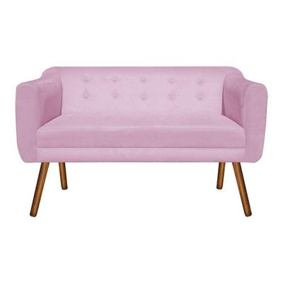 Kit Sofá Retrô 02 Lugares e 02 Poltronas Júlia Rosa Bebê