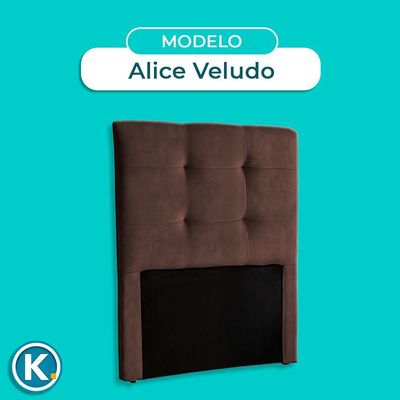 Cabeceira Estofada Solteiro Alice Nature Veludo Cafe 88x136