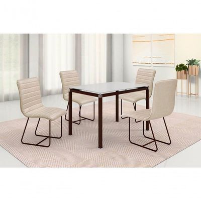 Conjunto Itália Com 4 Cadeiras E Base Tocantins Bm Tubulares Off White-courissimo 133