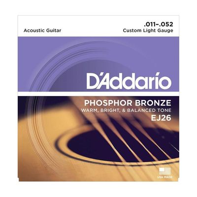 Encordoamento Para Violão Aco Ej26 Custom Ligth Bronze