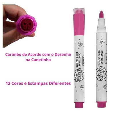 Canetinha Hidrográfica Stamp 12 Cores - Tilibra