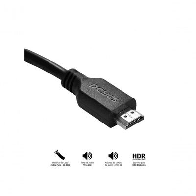Cabo Hdmi Ultra 2.1 28awg Puro Cobre 8k 1 Metro - Phm21-1