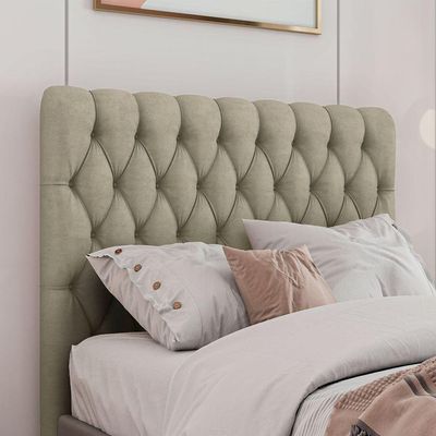 Cabeceira Estofada Queen 160 Cm Topázio Veludo Bege