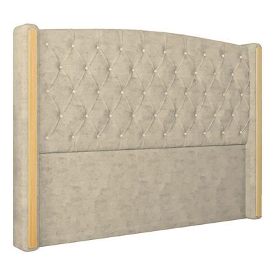 Cabeceira Estofada Casal 140 Cm Zirconio Veludo Bege