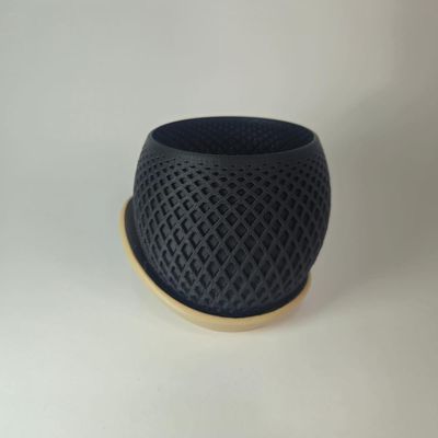 Vaso Decorativo Moderno Texturizado Com Base Bege Design Curvo Para Ambientes Preto