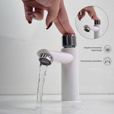 Torneira Banheiro Mesa Lavatório Automática Arejador Branco Luxo