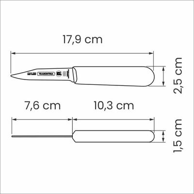 Faca Para Legumes Tramontina Profissional Com Lâmina De Aço Inox E Cabo De Polipropileno Branco 3