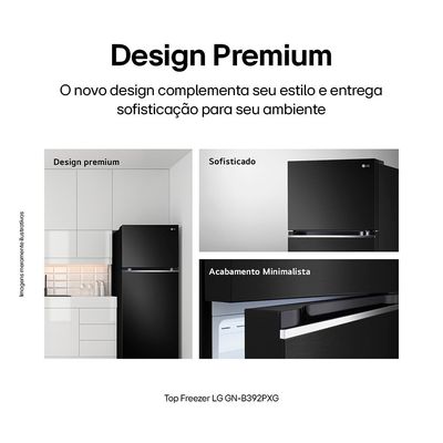 Refrigerador 2 Portas 395L Top Freezer LG GN-B392PX Preto / 110V