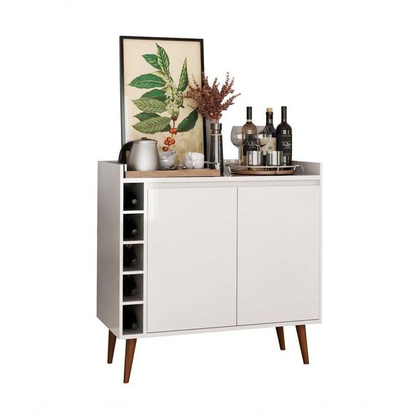 Buffet Aparador Com Adega Retrô Wine 2 Portas Branco - Moveisaqui