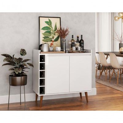 Buffet Aparador Com Adega Retrô Wine 2 Portas Branco - Moveisaqui