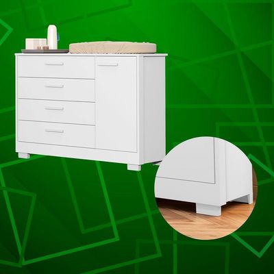 Comoda Zaki 1 Porta 4 Gaveta Branco Fosco - Reller