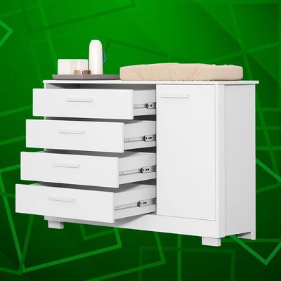 Comoda Zaki 1 Porta 4 Gaveta Branco Fosco - Reller