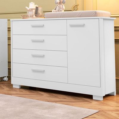 Comoda Zaki 1 Porta 4 Gaveta Branco Fosco - Reller