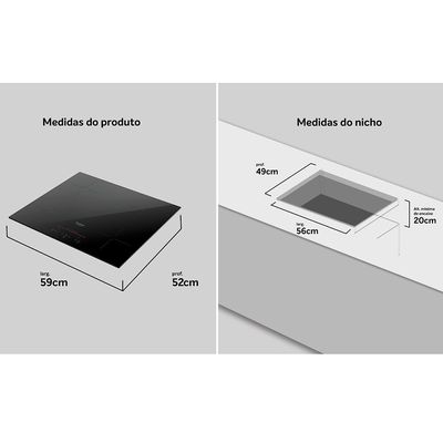 Cooktop de Indução Dako Supreme 4 Bocas Mesa Vitrocêramica Preto / 220V
