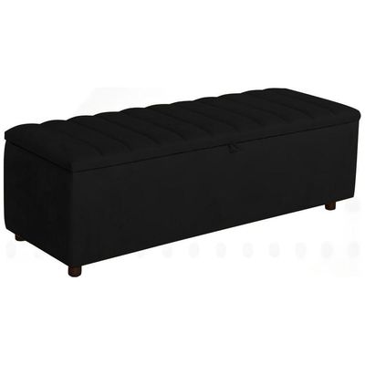 Baú Recamier Paris Veludo Preto 140 Cm