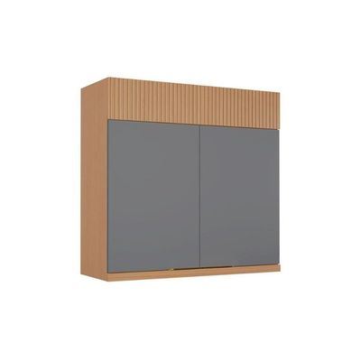 Armário Aéreo Cozinha Nesher Realeza 2 Porta 80cm Carvalho/titânio