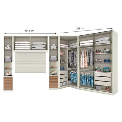 Quarto Modulado Casal Ambiente Composição 5 New Predileto 5 Peças Areia Jequitibá - Henn