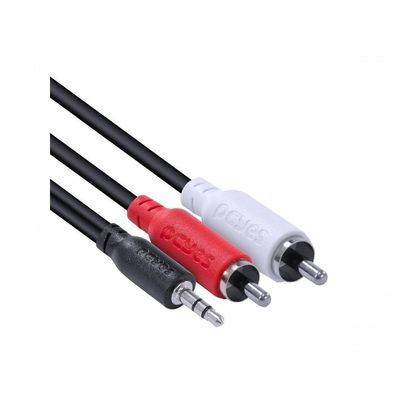 Cabo De áudio 2 Rca Macho Para P2 3.5mm Macho 28awg Puro