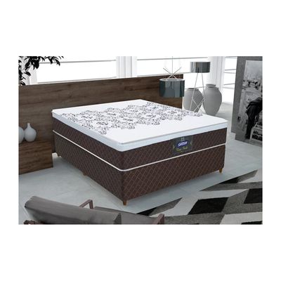 Conjunto Cama Box Casal New York 138x188cm Colchão Gazin Marrom
