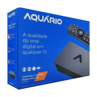 Conversor e Gravador Digital DTV9000 Full HD Aquário Preto