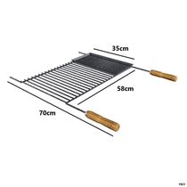 Grelha Para Churrasco Esmaltada Barra Redonda Com Chapa Auxiliar 70x58 Cm