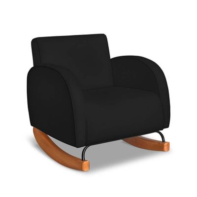 Poltrona Com Base Balanço Em Tecido Veludo Cindy – Lucadi Preto