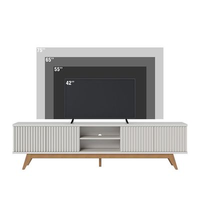 Bancada Fortaleza 218cm 4 Portas De Giro - Ssx Multicoisas Cor Off White Matte