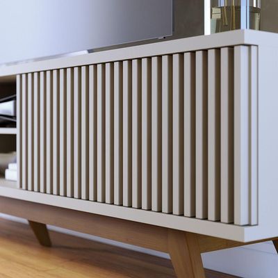 Bancada Fortaleza 218cm 4 Portas De Giro - Ssx Multicoisas Cor Off White Matte