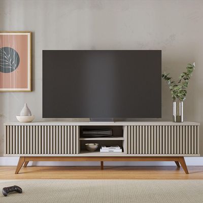 Bancada Fortaleza 218cm 4 Portas De Giro - Ssx Multicoisas Cor Off White Matte