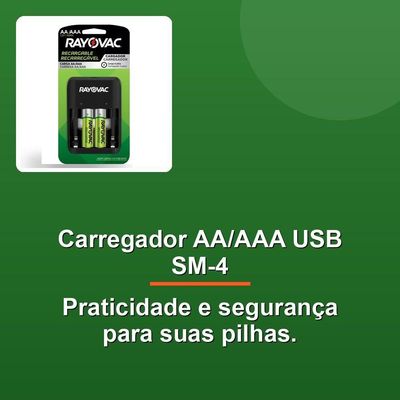 Carregador De Pilhas Aa-aaa Usb Sm-4