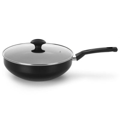 Frigideira Wok Induct+ Preta 28 Cm 4,3 L Em Alumínio Com Revestimento Interno Antiaderente Multiflon