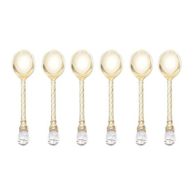 Conjunto 6 Colheres De Café De Zamac Crystal Dourado 11 Cm Wolff