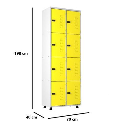 Armário Roupeiro Aço 8 Portas Academia Guarda Volume Ea702 Amarelo