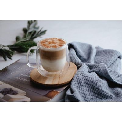 Conjunto De Xícaras Para Chá E Cappuccino 300ml Vidro Duplo Com Alças 2 Peças Tramontina 64760-460