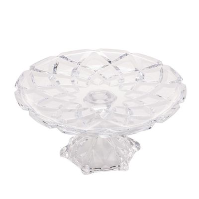Prato Para Bolo 30 Cm De Cristal Com Pé Diamond Lyor