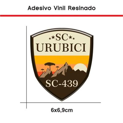 Adesivo Resinado Sc Urubici Sc-439 Vinil Decorativo 6x6,9cm Cor Preto