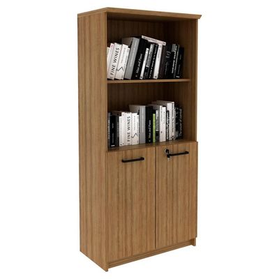 Armario Para Escritorio 02 Portas Com Chave Me4199 Amendoa Tecno Mobili Amendoa