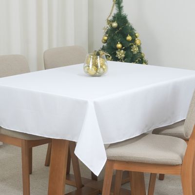 Toalha de Mesa 8 Lugares Oxford Maquinetado Natal Branca