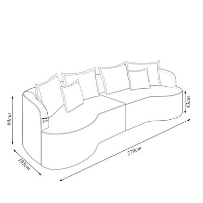 Sofá Living Decorativo Salinas 4 Lugares com Almofadas 270cm Modulado Veludo Grafite G33 - Gran Belo