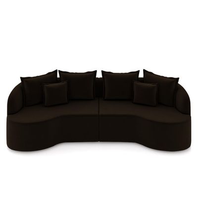 Sofá Living Decorativo Salinas 4 Lugares com Almofadas 270cm Modulado Veludo Marrom G33 - Gran Belo