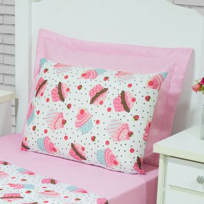 Jogo de Cama Lençol Solteiro Alegria 2 Peças Cupcake - Rosa