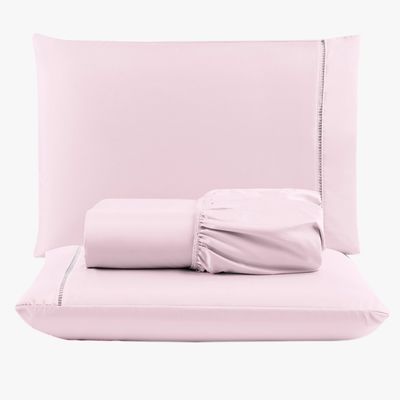 Jogo de Lençol Peletizado 400 Fios Casal 3 Peças - Casa - Hotel - Pousada - Rosa