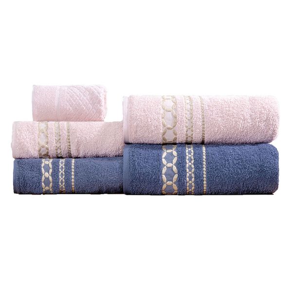 Kit de Toalhas de Banho 5 peças 420g/m² Jeans/Rosa Nude Romance Sonhare Prata