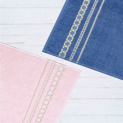Kit de Toalhas de Banho 5 peças 420g/m² Jeans/Rosa Nude Romance Sonhare Prata
