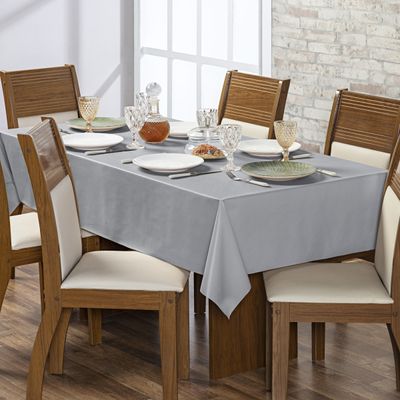 Toalha de Mesa 6 Lugares Térmica Impermeável 1,40 m x 2,00 m 100% Policloreto de Vinila - Cinza